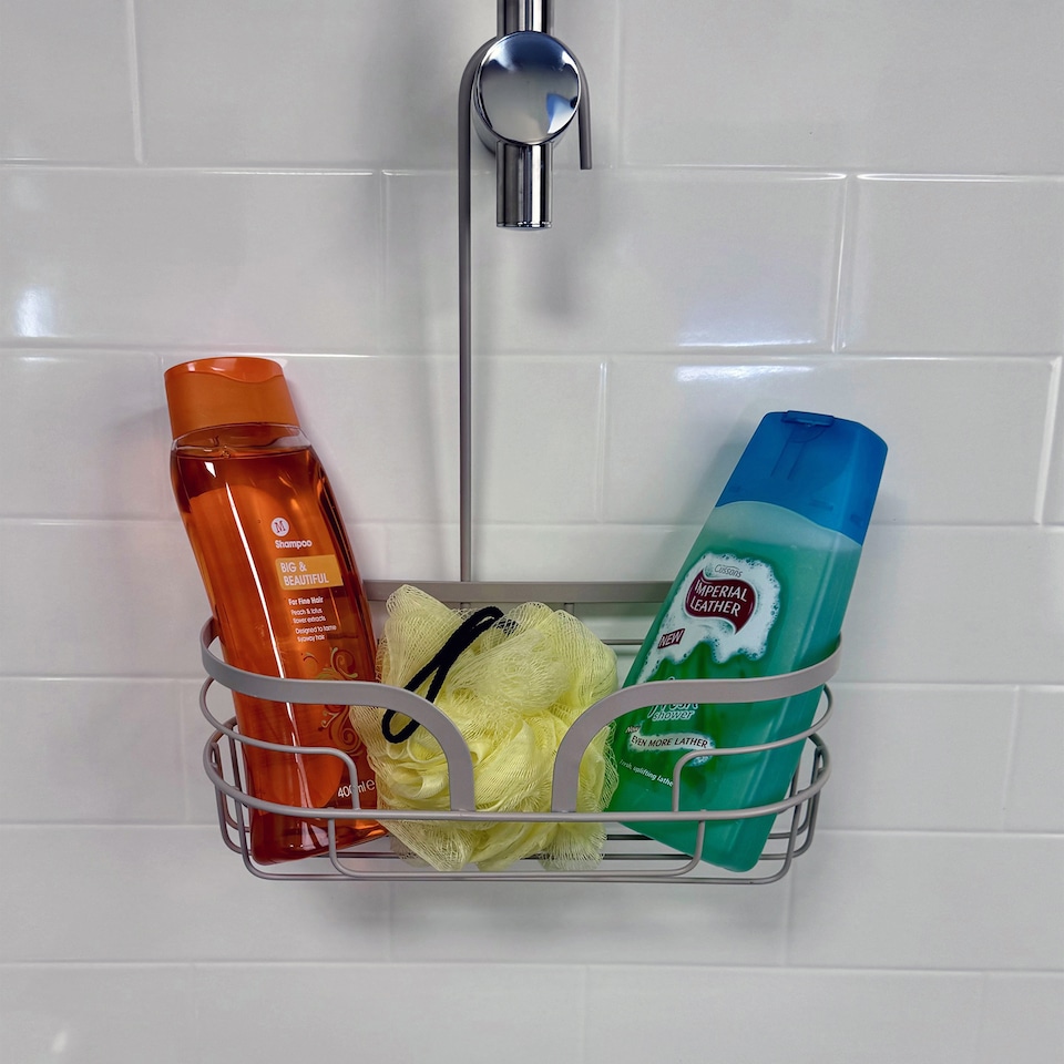 image 1 of Showerdrape Dante Beige Freestanding Floor Caddy and Mini Shower Caddy | Cream | Beige | 1