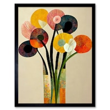 Spring Flowers Floral Bouquet Abstract Vase Boho Framed Wall Art Print