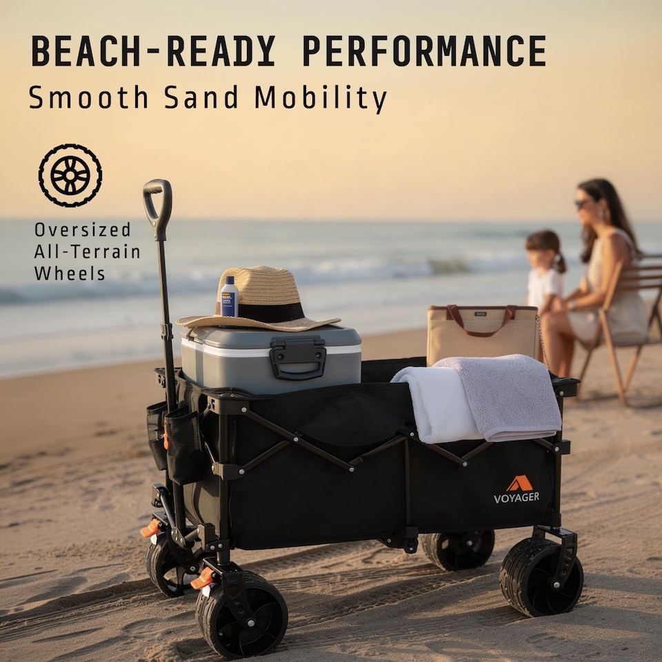 image 1 of Voyager Heavy Duty Folding Camping Wagon with All Terrain Wheels