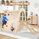 image 7 of COSTWAY 8-in-1 Indoor Jungle Gym Wooden Playground with Climbing Wall-Natural