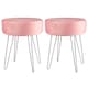 image 1 of Harbour Housewares 2x Velvet Footstools - Round Modern Dressing Table Footstool Vanity Seat Chairs - 40 x 35cm - Pink/Silver | Pink | Pink/Silver | Pack of 2 | 2