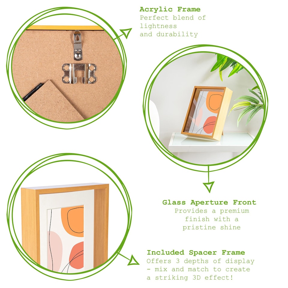 image 1 of Nicola Spring 3D Deep Box Photo Frame - 8" x 10" - White