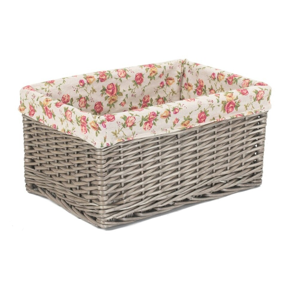 image 1 of Antique Wash Garden Rose Willow Storage Baskets Multi | Multi | L