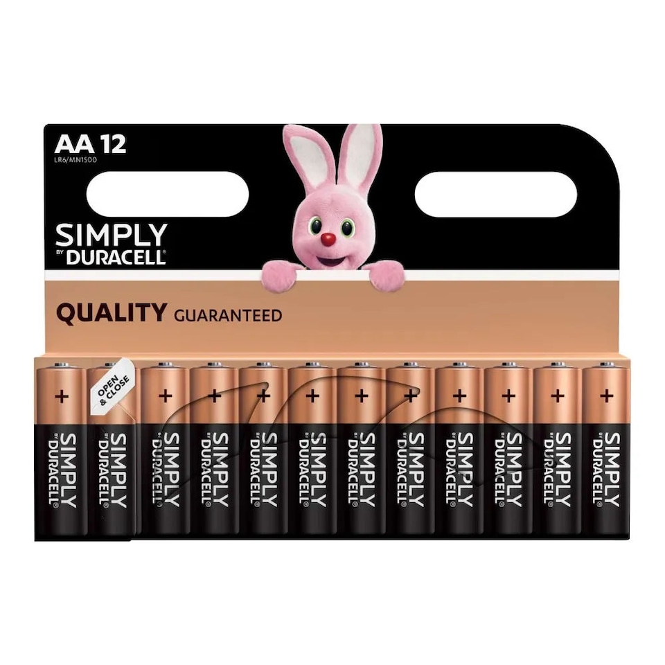 Duracell Simply Power AA Alkaline Batteries, Pack of 12 | Chrome | AA | 12