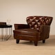 image 2 of Mocha Brown Button Back Armchair,Lounge Chair With Quilted Backrest,Metallic Studded Seat With Walnut Feet Brown