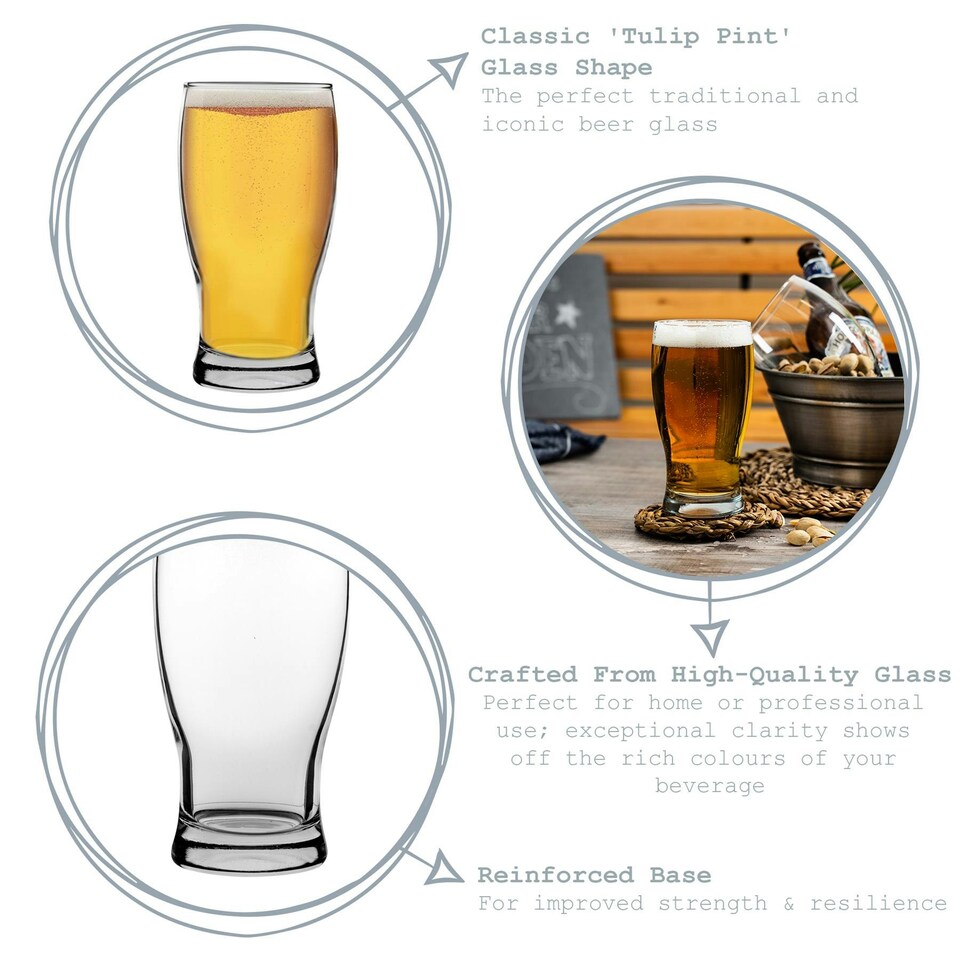 image 1 of LAV Belek Classic Pint Beer Glasses - 580ml - Clear - Pack of 6 Clear