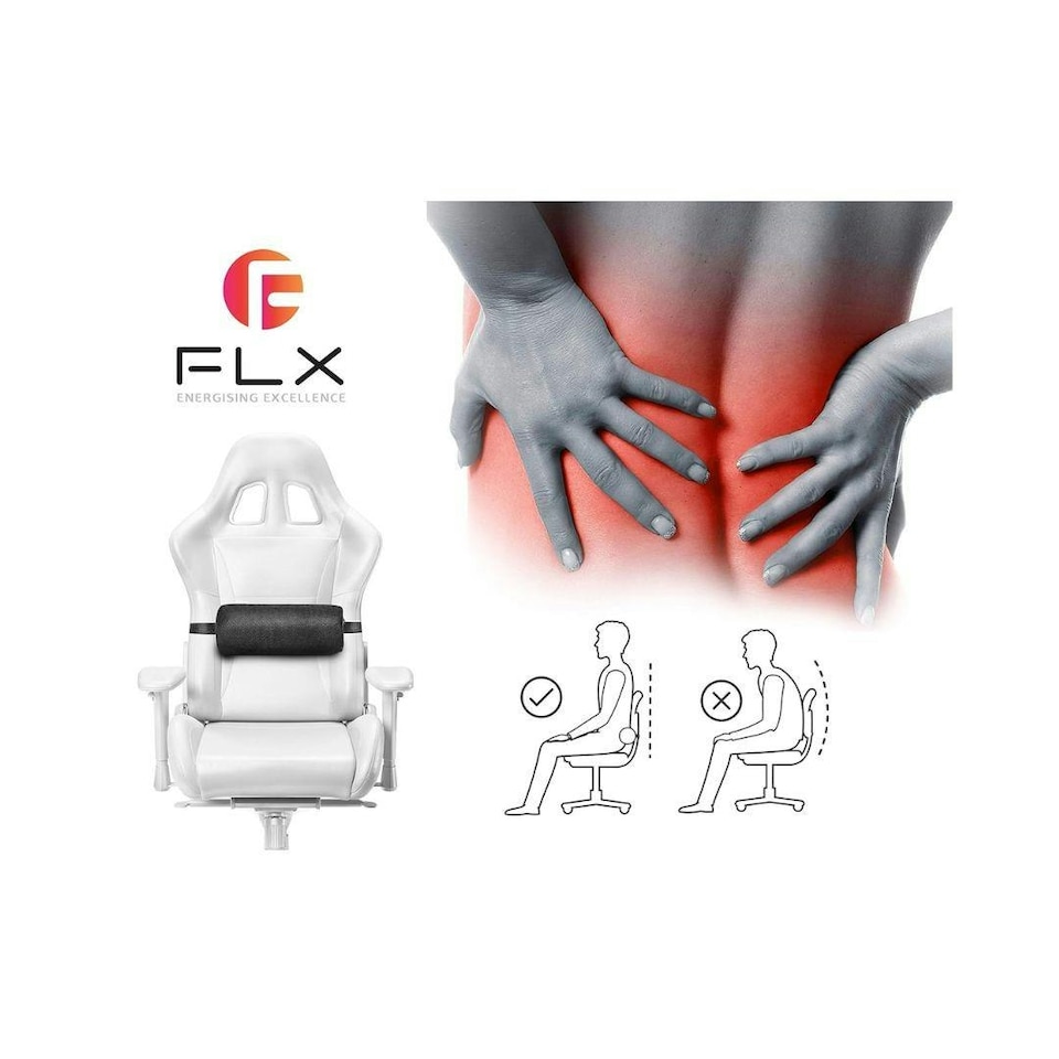 image 1 of F FLX Energising Excellence Lumbar Memory Foam Support Cushion Black Black | S