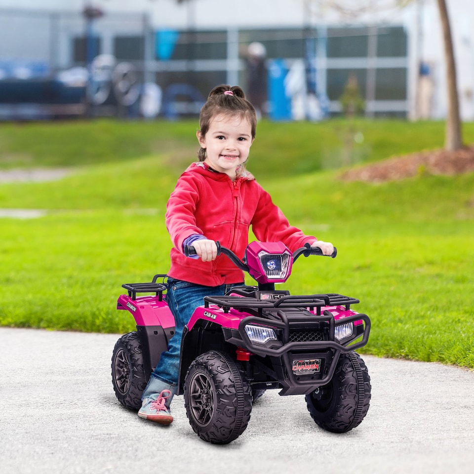 image 1 of HOMCOM 12V Electric Car for Kids, Battery Powered Quad Bike, Ride-On ATV Car with Forward, Reverse Functions, Music, LED Lights, for Ages 3-5 Years - Pink