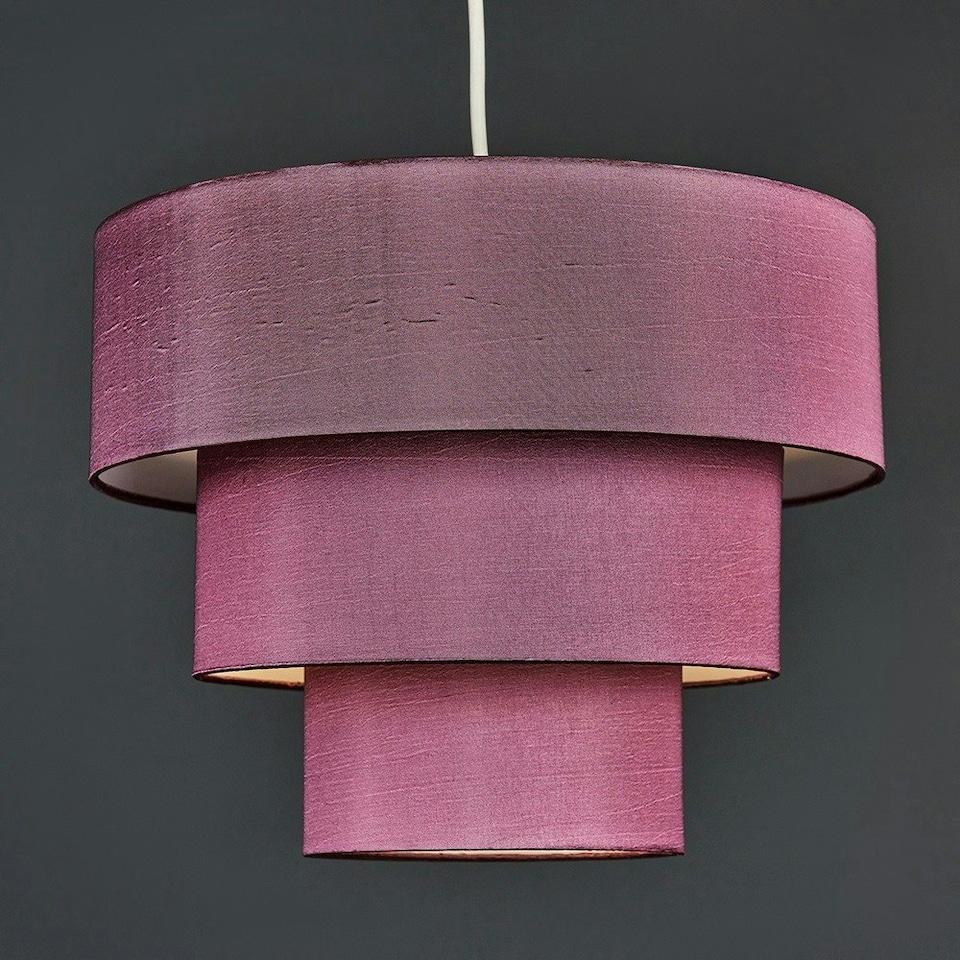 image 1 of ValueLights 3 Tier Purple Faux Silk Ceiling Pendant Light Shade