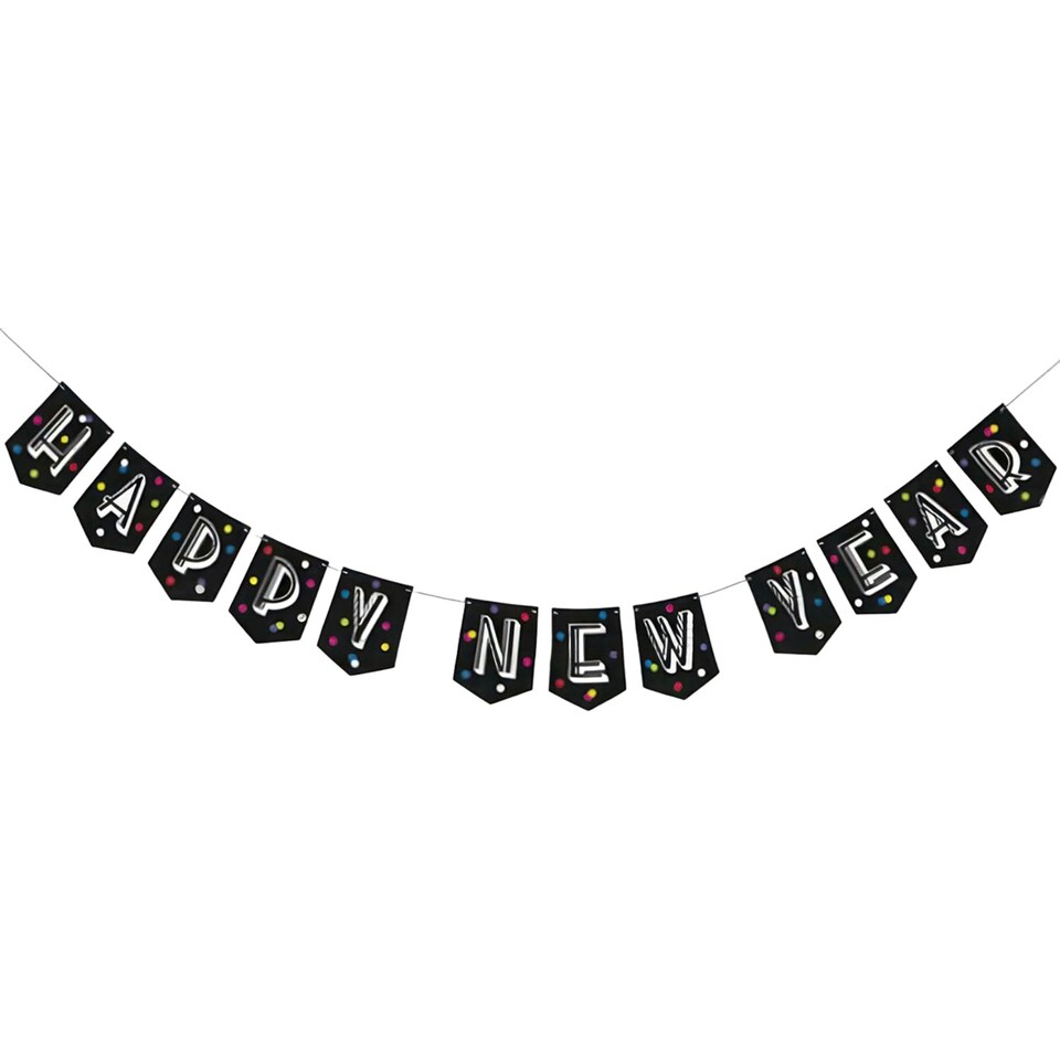 image 1 of Unique Party Neon Dots New Year Banner - Black/White - One Size