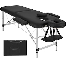 Massage Table - 2-zone bed, aluminium frame, with carry bag, head- and armrests | Black | black | 1