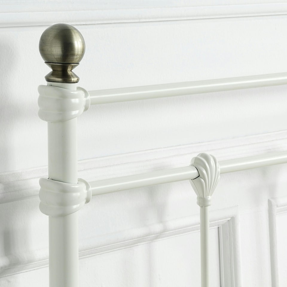 image 1 of Bayford Traditional Vintage Style White Metal Bed Frame (Double) | White | White | Double