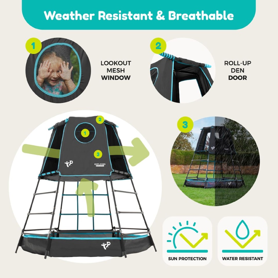 image 1 of TP Explorer Metal Climbing Frame Set with Ripple Slide and Jungle Run Black Edition