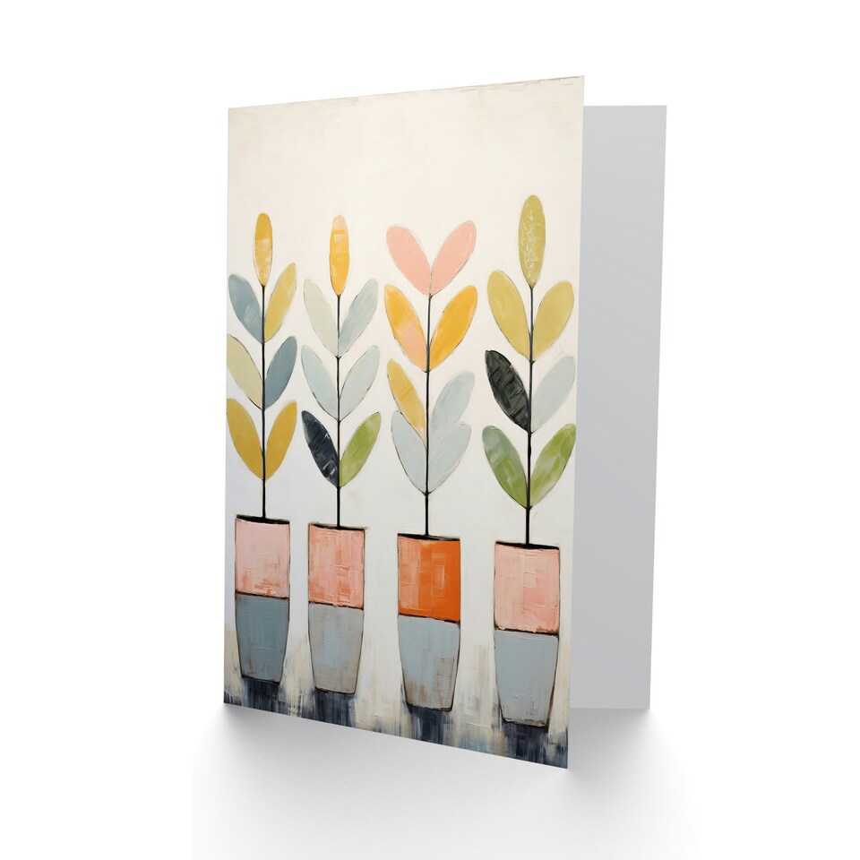 image 1 of Plant Pots Green Fingers Boho Him Her Birthday Card