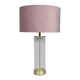 image 3 of ValueLights Clear Tube and Gold Metal Bedside Table Lamp with a Blush Pink Velvet Shade