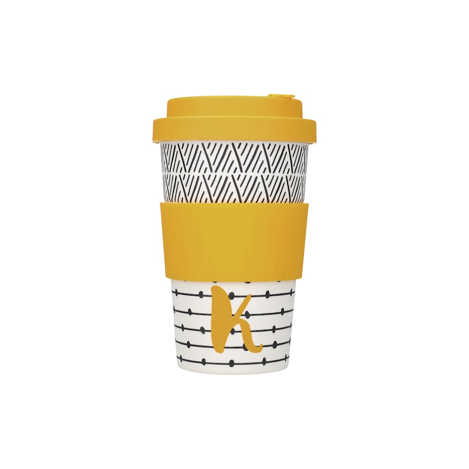 image 1 of KitchenCraft 410ml Bamboo A to Z Letter "K" Reuseable Mug | Multi