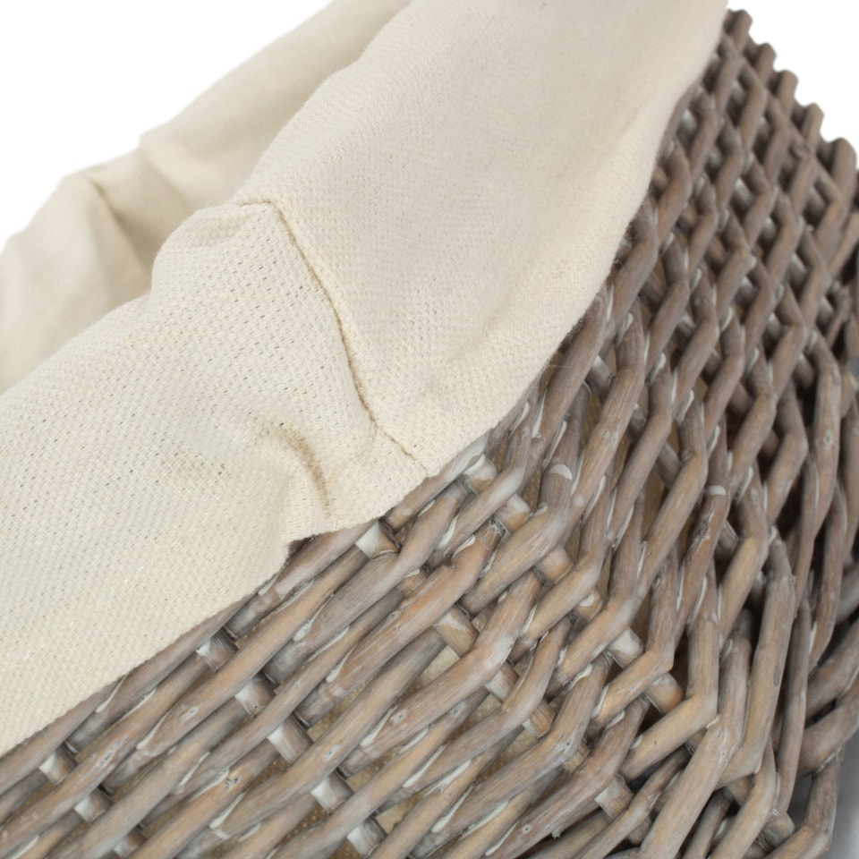 image 1 of Large Wicker Grey Wash Lined Storage Tray | Grey | Grey Wash