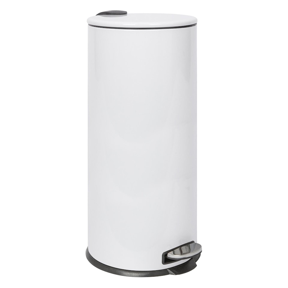 image 1 of Harbour Housewares Round Stainless Steel Kitchen Pedal Bin - 30L - White