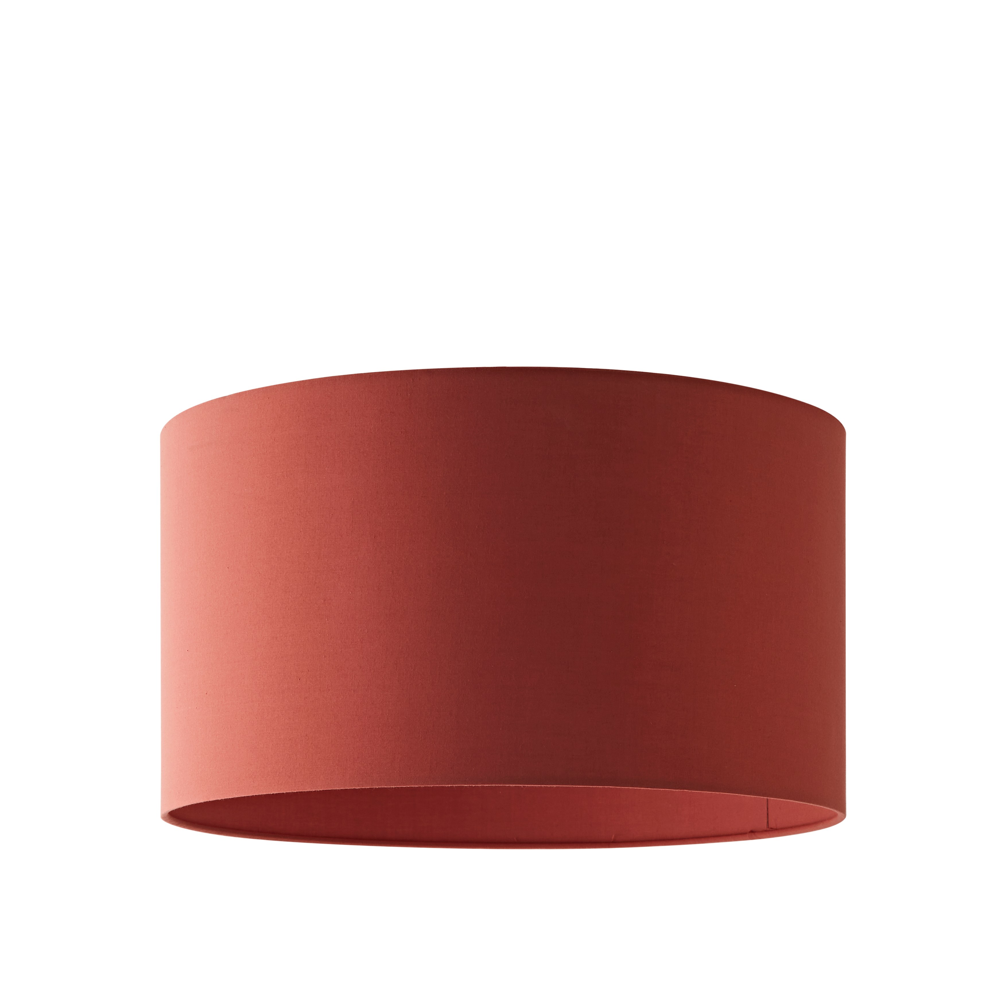 ValueLights Reni Rust Red Fabric Easy Fit Drum Ceiling Lamp Shade with LED Bulb in Burnt Orange | Size: Large