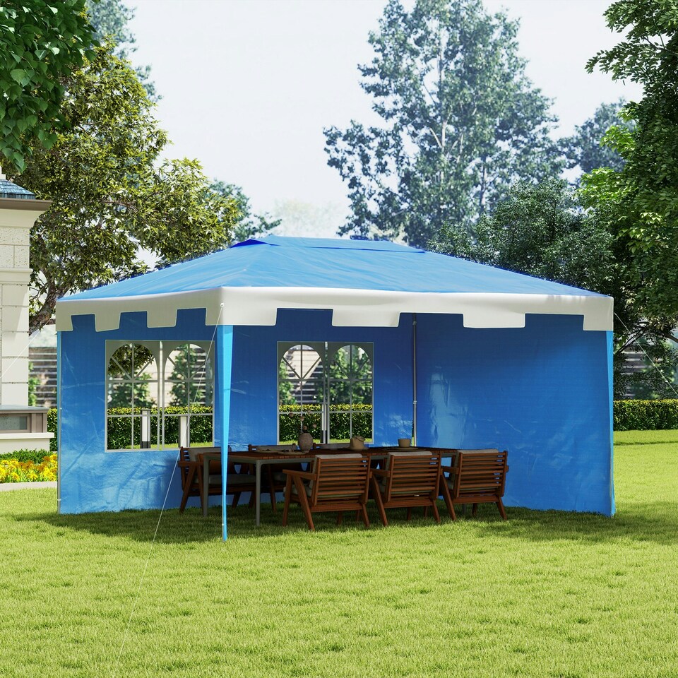 image 1 of Outsunny 4 x 3 m Garden Gazebo Outdoor Canopy Marquee Party Tent Blue