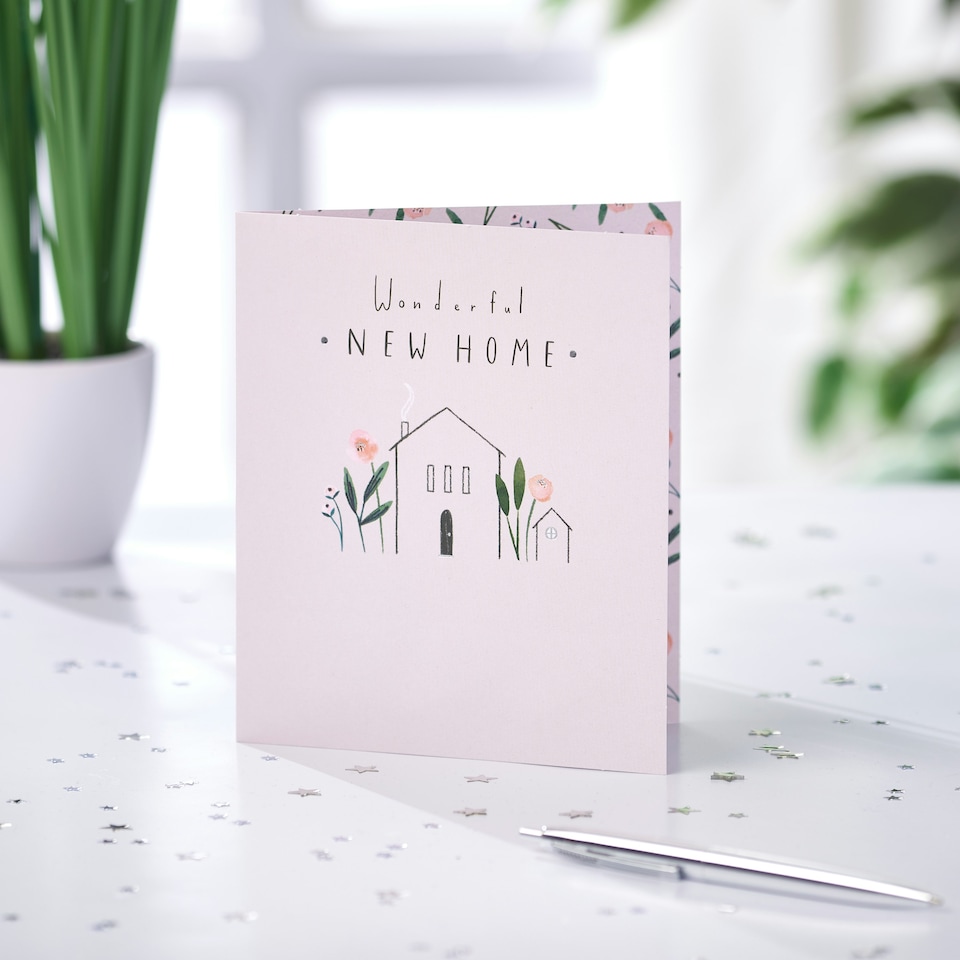 image 1 of New Home Card - House With Flowers