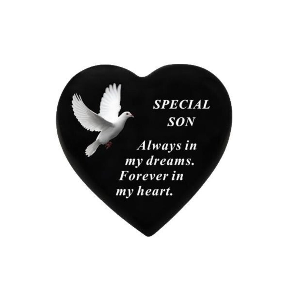 Black Decal Dove Heart 16 x 15cm - Son DF19498-H DE