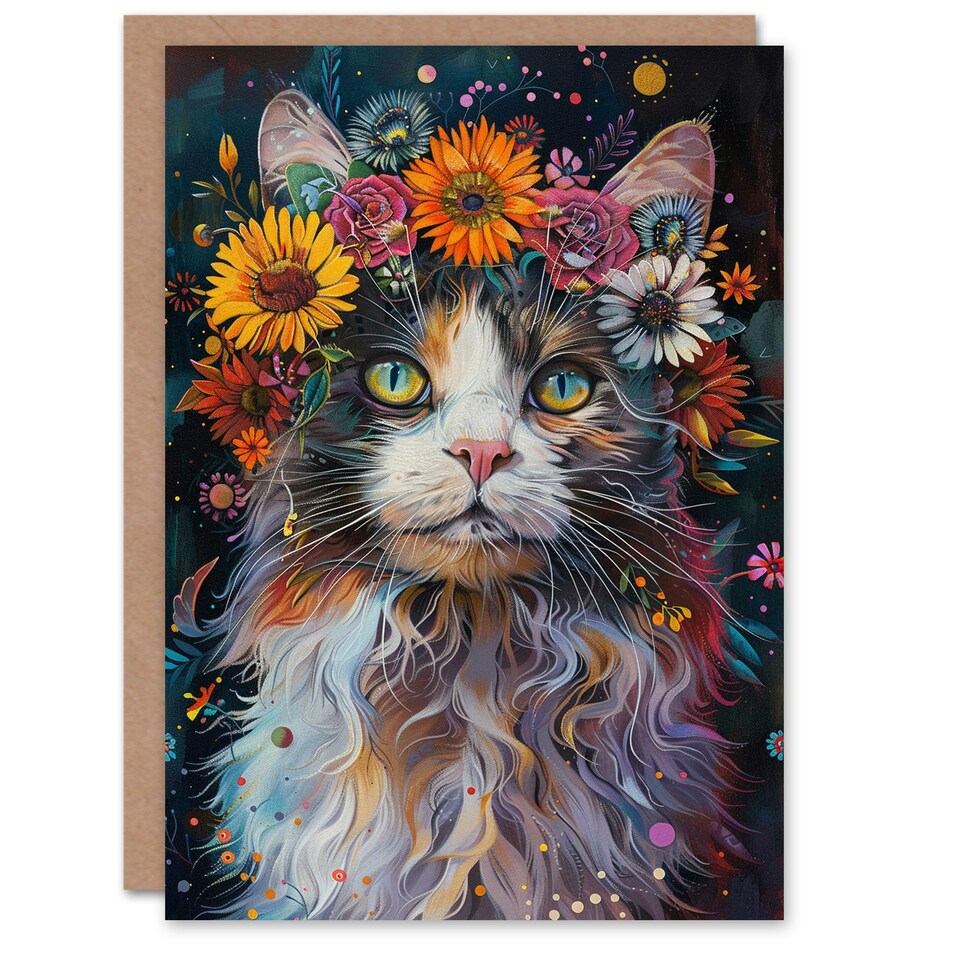 image 1 of Ragdoll Cat Lover Colourful Flower Crown Woman Her Birthday Card