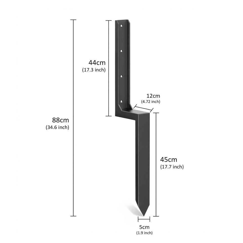 image 1 of Metal Fence Post Support and Repair Spikes | Black