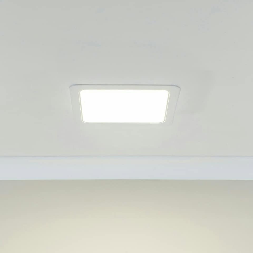 image 1 of ValueLights Lacey White Square IP44 Bathroom Flush or Recessed Integrated LED Ceiling Light