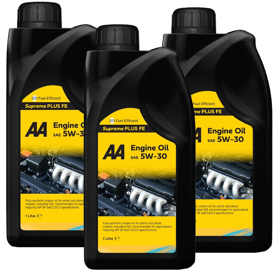 AA Engine Oil SAE 5W-30 Supreme PLUS FE 3 x 1L - Fully Synthetic for Petrol and Diesel Engines - API SP