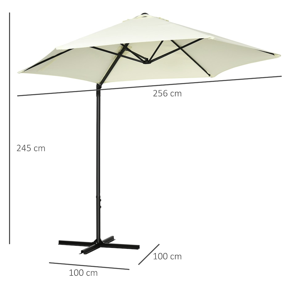 image 1 of Outsunny 2.5M Offset Roma Patio Umbrella with 360 Rotation, Beige