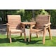image 2 of Wooden Love Seat With 2x Chair Cushion Burgundy & 1x Fitted Cover