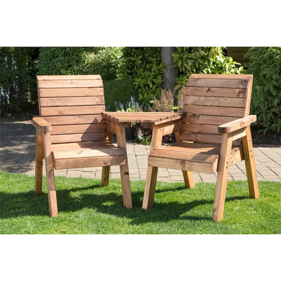 image 1 of Wooden Love Seat With 2x Chair Cushion Burgundy & 1x Fitted Cover