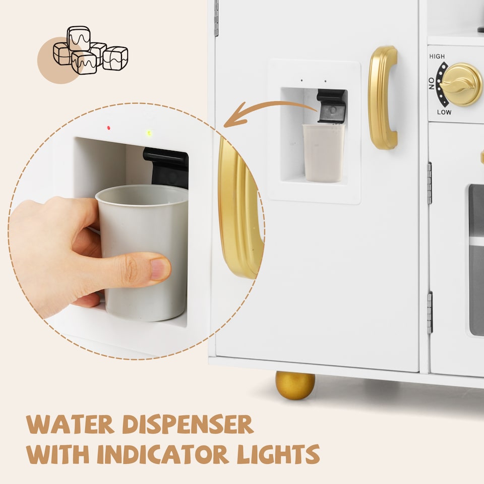 image 1 of COSTWAY Play Kitchen Toy Set Kids Kitchen Playset Chef Pretend Play Toy-Golden