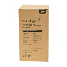 ValueLights 3 Pack Vintage Filament E27 Amber Glass GLS LED 4W Warm White 2700K 400lm Light Bulb