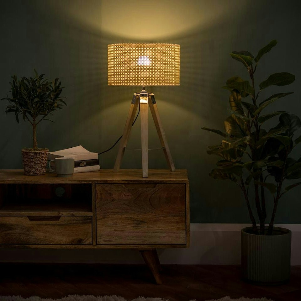 image 1 of ValueLights Clipper Scandi Brown Table Lamp