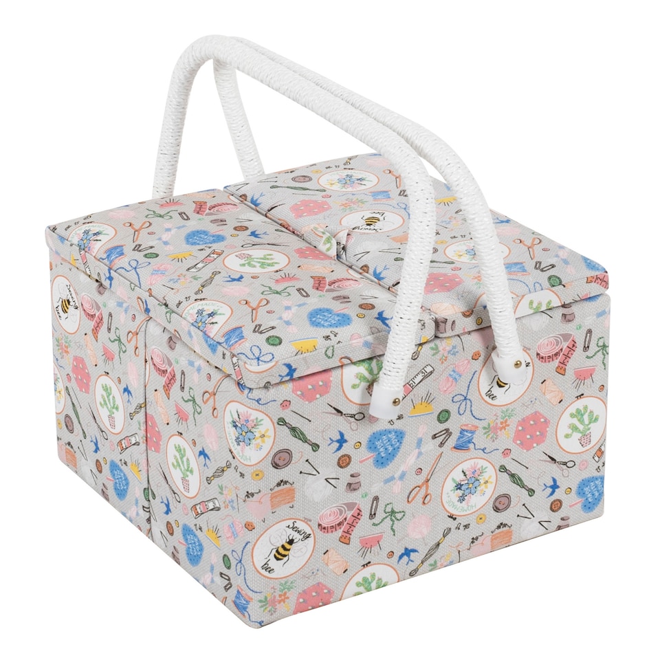 image 1 of Hobby Gift Large Twin Lid Sewing Storage Box, Sewing Notions