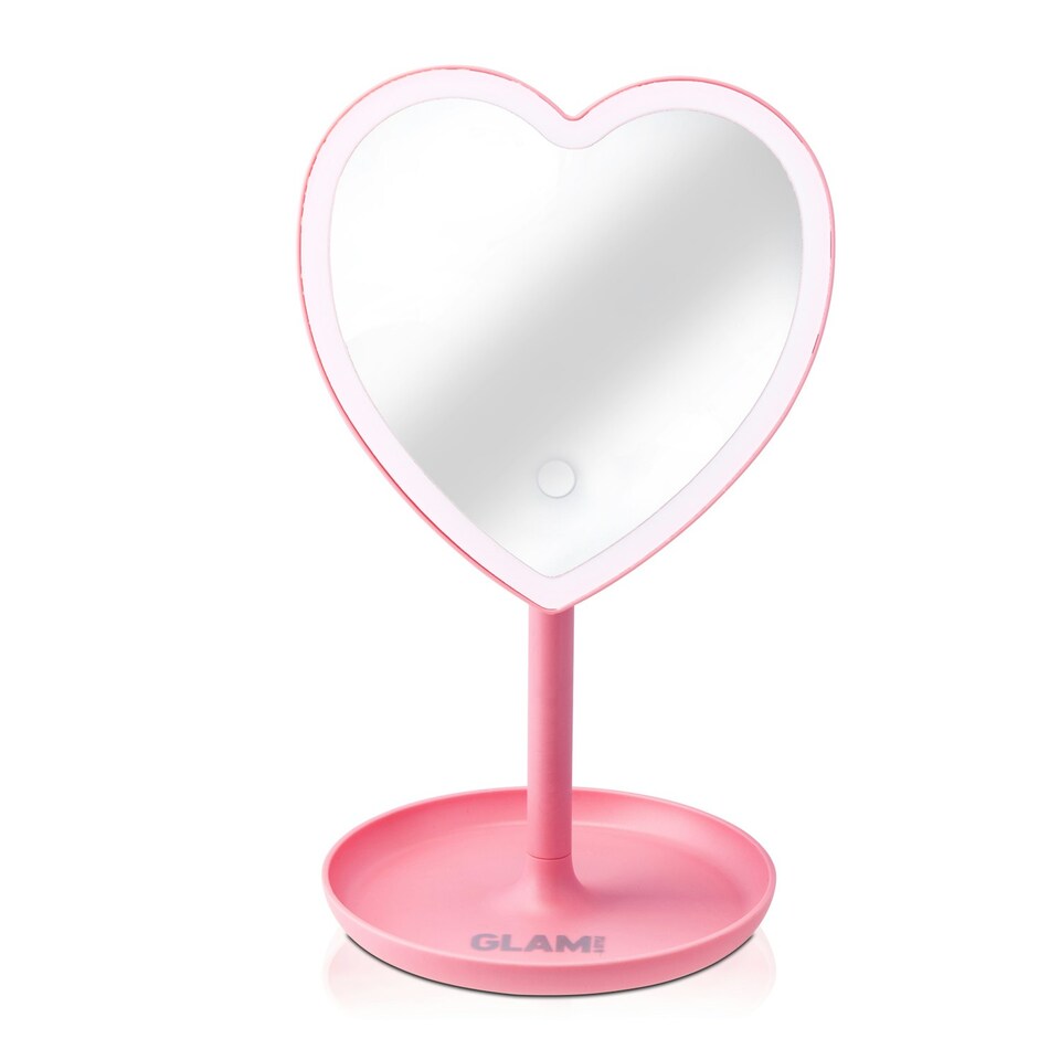 image 1 of Glam & Style Rose Pink Heart Mirror