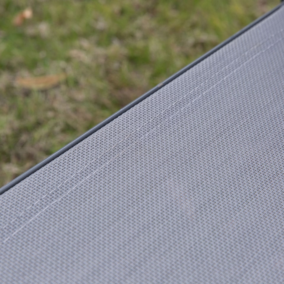 image 1 of Outsunny 4 Pcs Curved Steel Outdoor Furniture Set w Loveseat, 2 Texteline Seats, Glass Top Table Garden Balcony Patio Furniture For Family Party Events Guests Grey