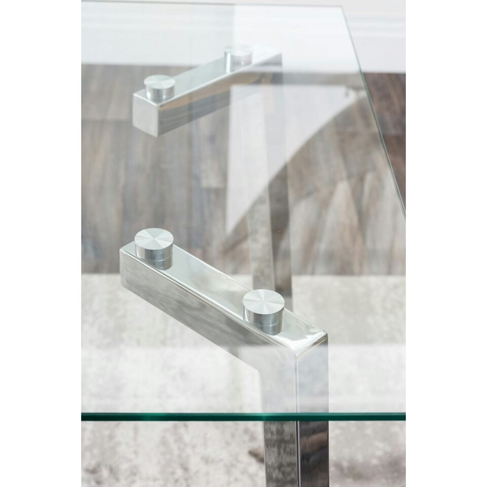 image 1 of Furniturebox Cosmo Chrome Metal And Glass Dining Table