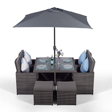 Giardino 4 Seater Rattan Cube Dining Set | Grey | Grey