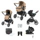image 1 of Cosmo Travel System & Stratus (Desert) - Birth to 22kg (Approx. 4 Years). Convertible Seat, UPF 50+ Hood, Footwarmer, Apron, Raincover, Changing Bag & Mat