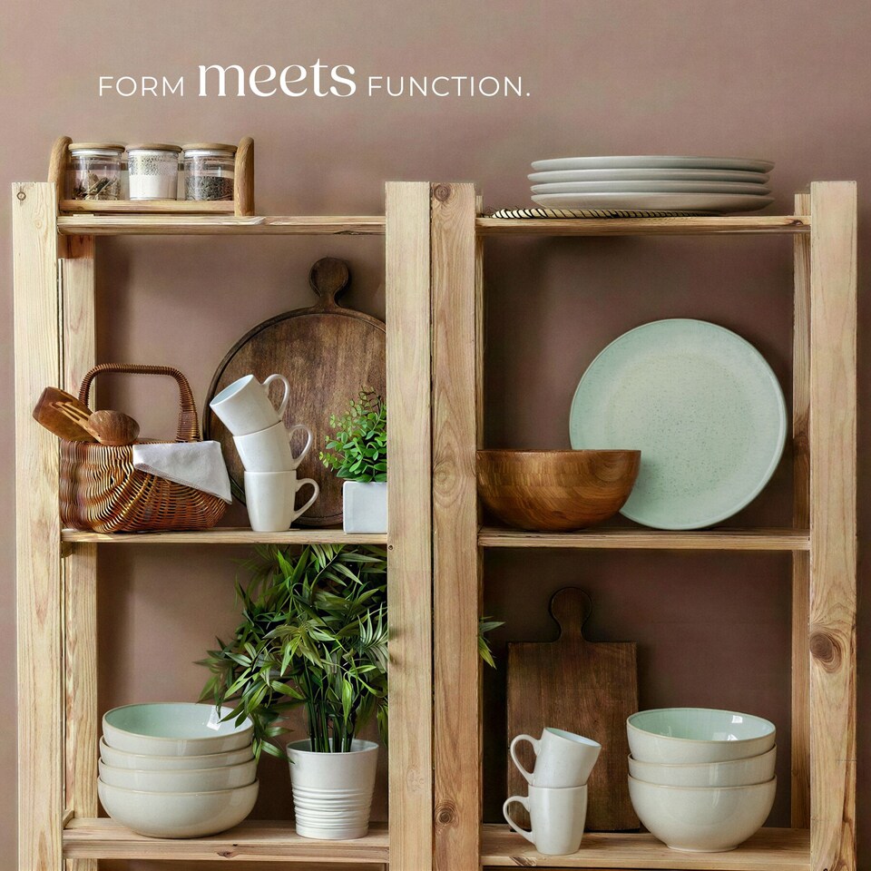 image 1 of Dinner Set Mare in Glazed Stoneware for 6 People, Microwave- and Dishwasher-Safe | Green | mint | 1