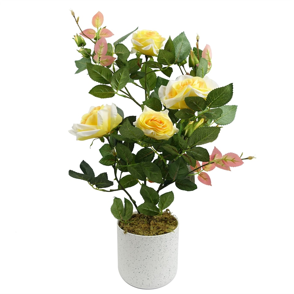 image 1 of 50cm Artificial Yellow Rose Plant