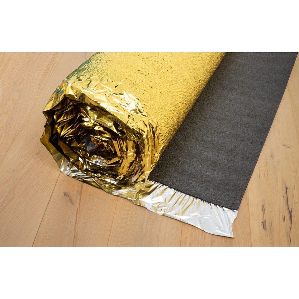 image 1 of 5mm Gold Laminate Underlay Foil Damp Proof Membrane Moisture Barrier Underlayment Covers Covers 75m²(5 x Rolls)