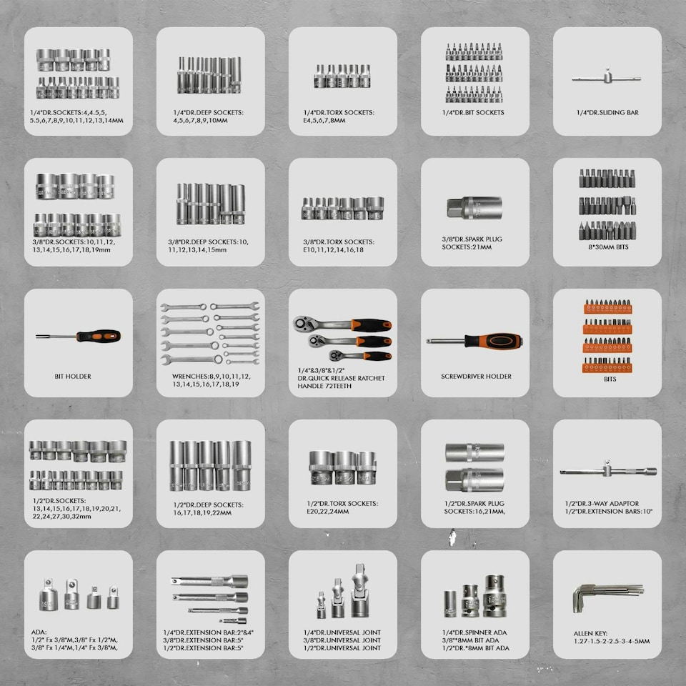 image 1 of VonHaus 215 Piece Socket Set with Heavy Duty Carry Case