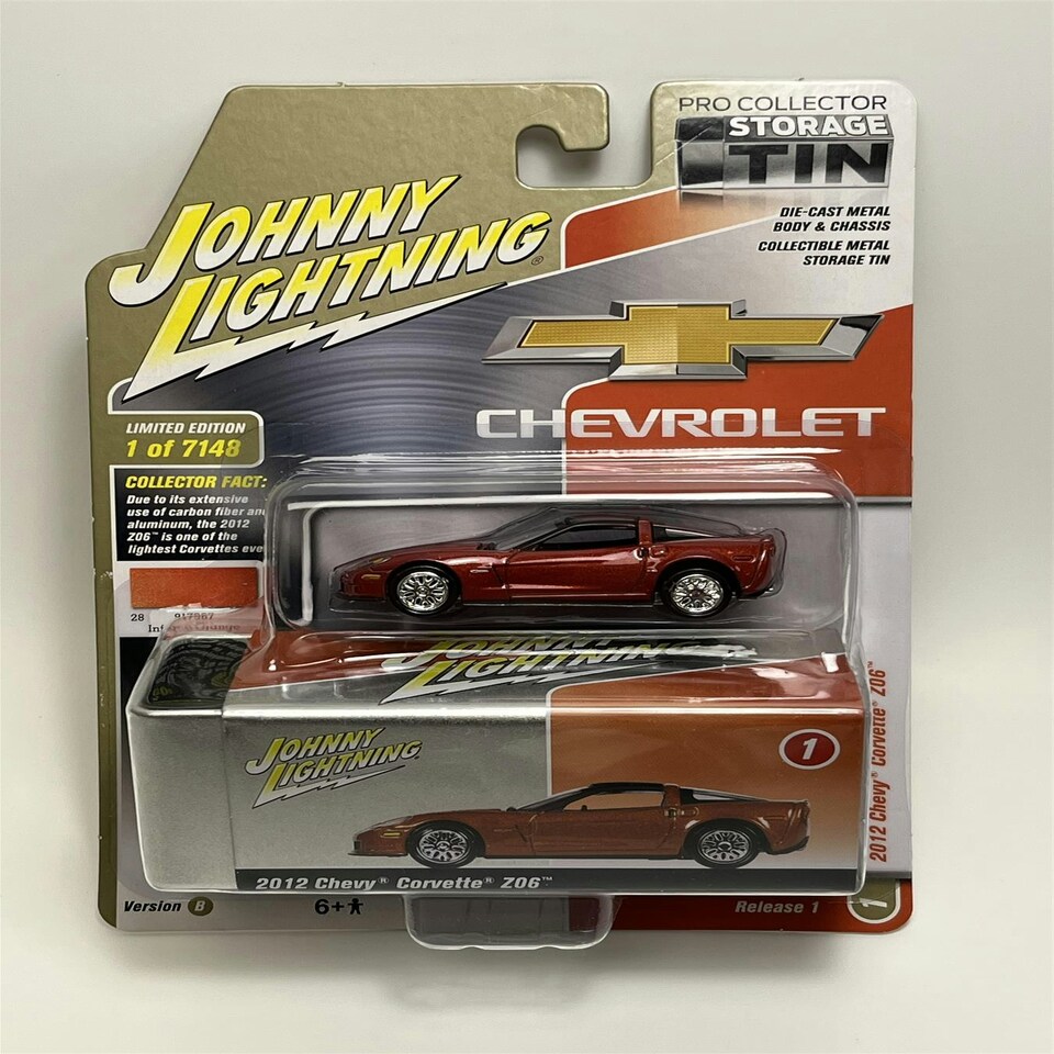 image 1 of 2012 Chevy Corvette Z06 with Tin Inferno Orange 1:64 Scale Johnny Lightning JLCT009B