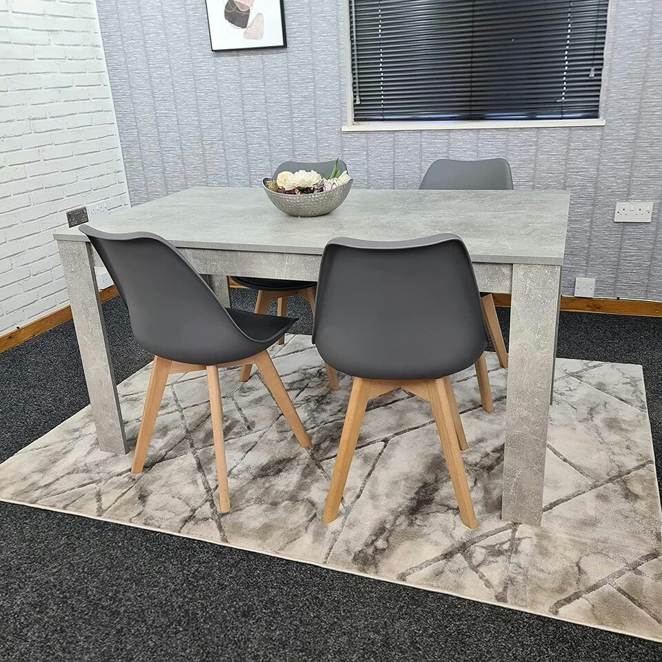 image 1 of Dining Table Set with 4 Chairs Dining Room and Kitchen table set of 4 Grey