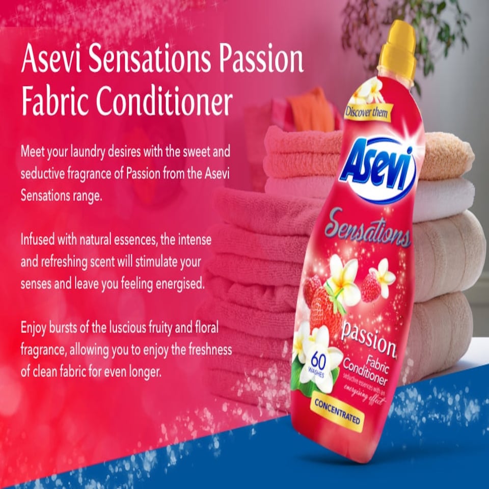 image 1 of Asevi Fabric Conditioner Concentrate Passion Laundry Liquid 60 Washes 1.32L
