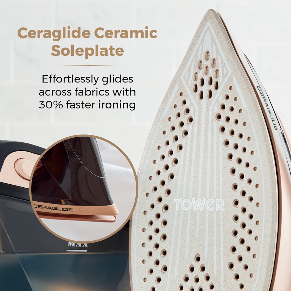 image 1 of Ceraglide 2400W 1.5L Steam Gen Champagne Gold and Black